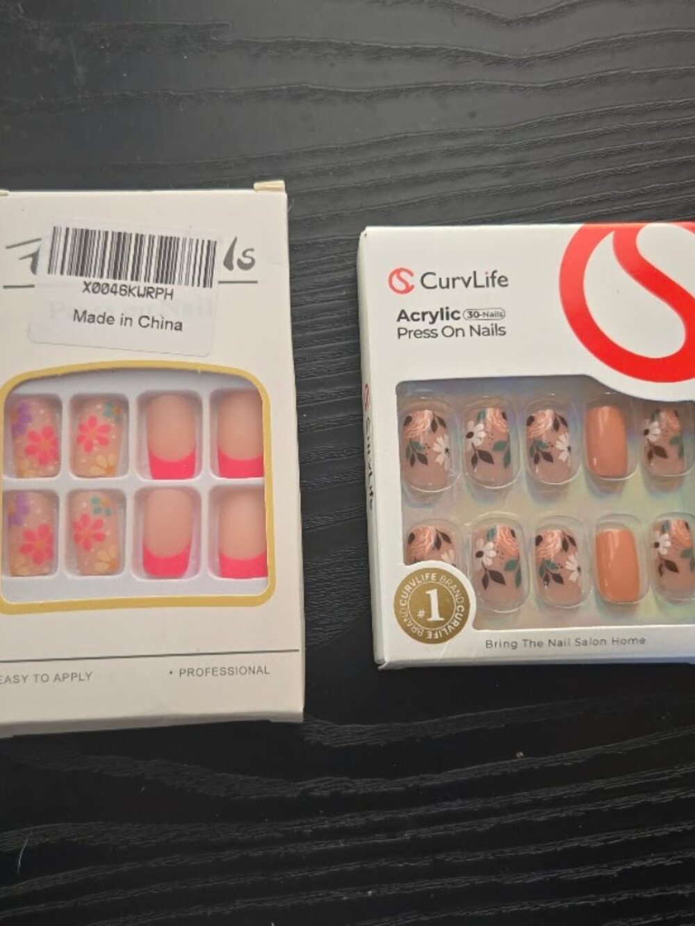 New 2 boxes of press on acrylic nails floral print and solids